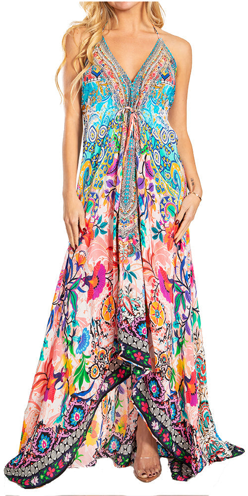 Sakkas Lizi 2025 Womens Maxi High-low Halter Handkerchief Long Dress Beach Party