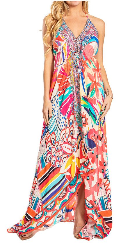 Sakkas Lizi 2025 Womens Maxi High-low Halter Handkerchief Long Dress Beach Party