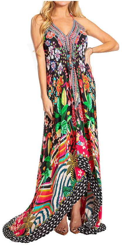 Sakkas Lizi 2025 Womens Maxi High-low Halter Handkerchief Long Dress Beach Party