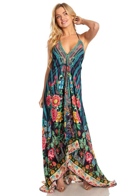 Sakkas Lizi 2025 Womens Maxi High-low Halter Handkerchief Long Dress Beach Party