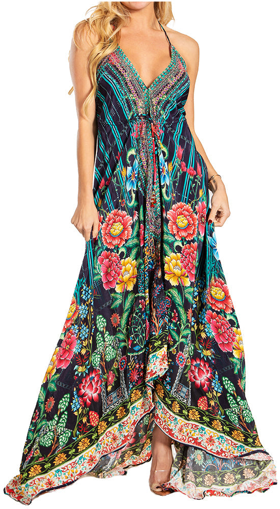 Sakkas Lizi 2025 Womens Maxi High-low Halter Handkerchief Long Dress Beach Party