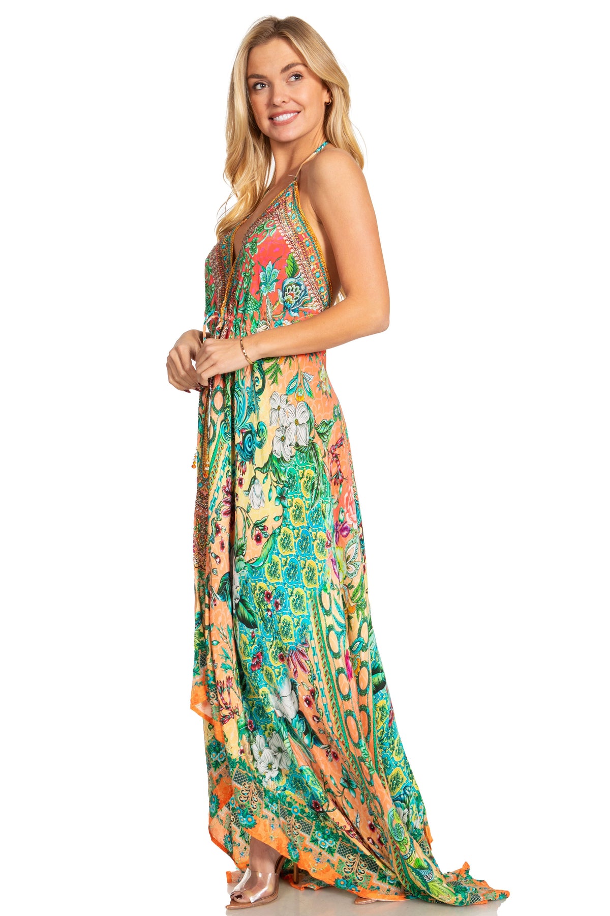 Sakkas Lizi 2025 Womens Maxi High-low Halter Handkerchief Long Dress Beach Party