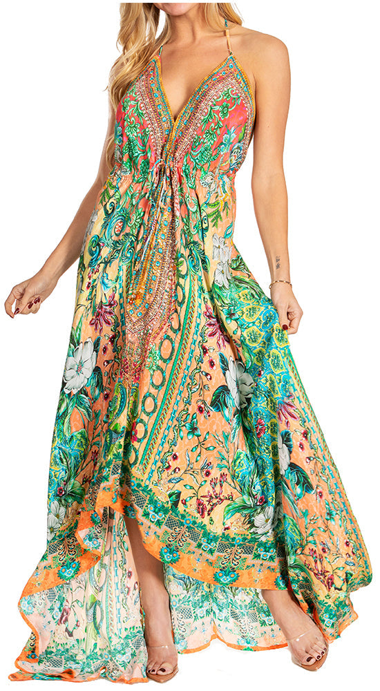 Sakkas Lizi 2025 Womens Maxi High-low Halter Handkerchief Long Dress Beach Party