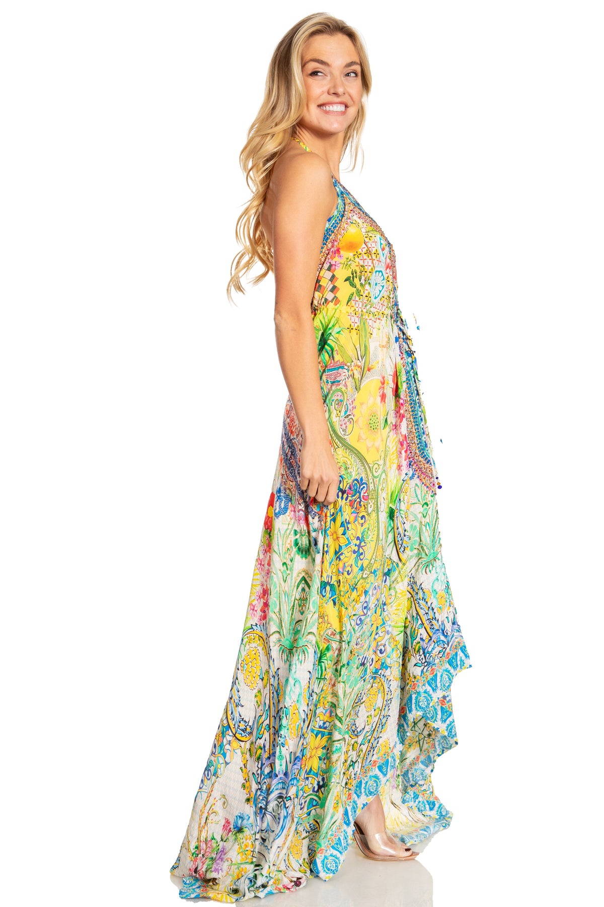 Sakkas Lizi 2025 Womens Maxi High-low Halter Handkerchief Long Dress Beach Party