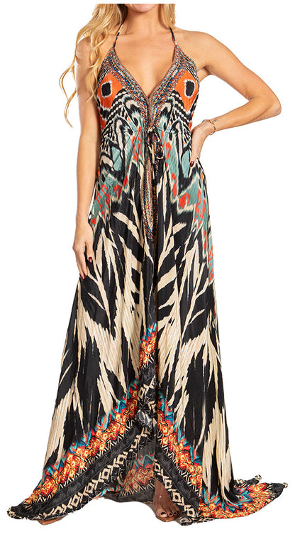 Sakkas Lizi 2025 Womens Maxi High-low Halter Handkerchief Long Dress Beach Party