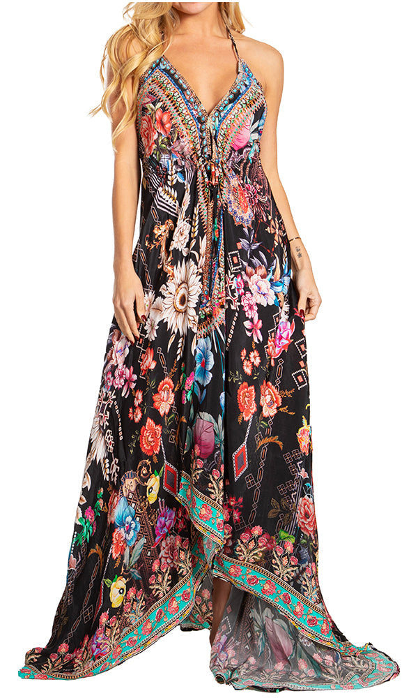 Sakkas Lizi 2025 Womens Maxi High-low Halter Handkerchief Long Dress Beach Party