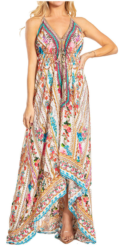 Sakkas Lizi 2025 Womens Maxi High-low Halter Handkerchief Long Dress Beach Party