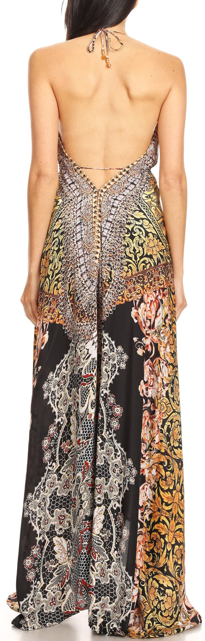 Sakkas Lizi Womens Maxi High-low Halter Handkerchief Long Dress Beach Party