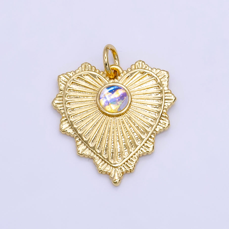 Dainty Radiant Heart with Opal Stone for Minimalist Jewelry E-773