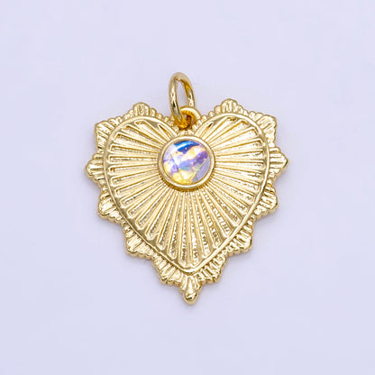 Dainty Radiant Heart with Opal Stone for Minimalist Jewelry E-773