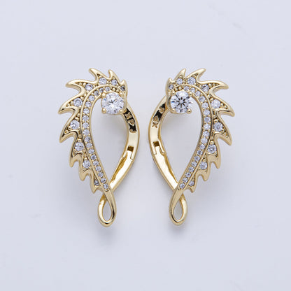 14K Gold Filled 25mm Micro Paved CZ Curved Spiked Hoop Earrings Set | Earrings-00102