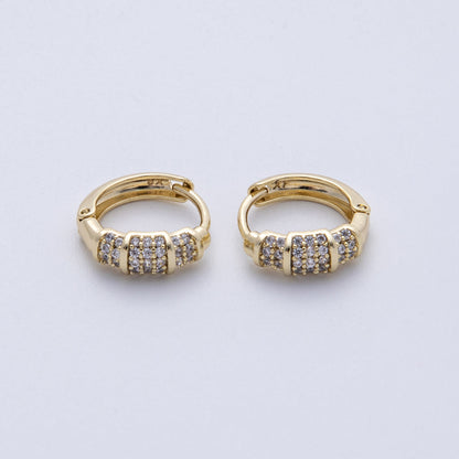 14K Gold Filled 13mm Clear Micro Paved CZ Geometric Cartilage Huggie Earrings | Earrings-00150