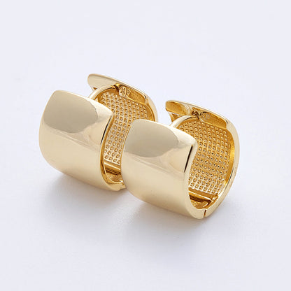 14K Gold Filled 14.5mm Wide Chubby Minimalist Hoops Earrings | Earrings-00182