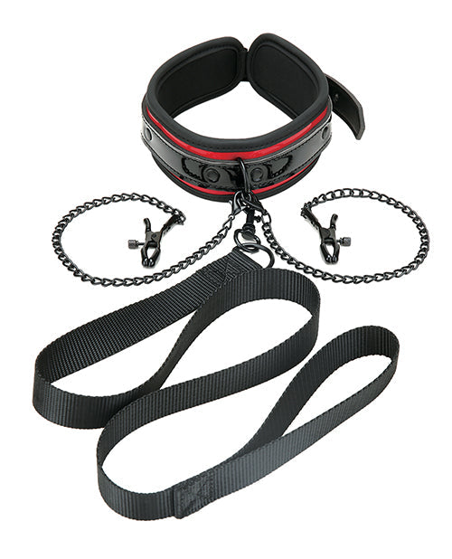 WhipSmart Heartbreaker Collar &amp; Leash Set - Black/Red