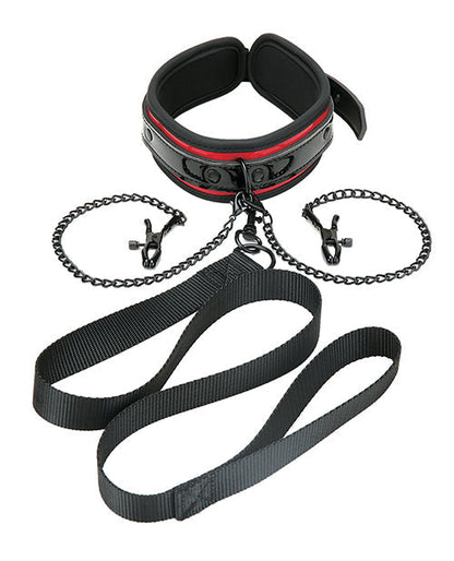 WhipSmart Heartbreaker Collar &amp; Leash Set - Black/Red