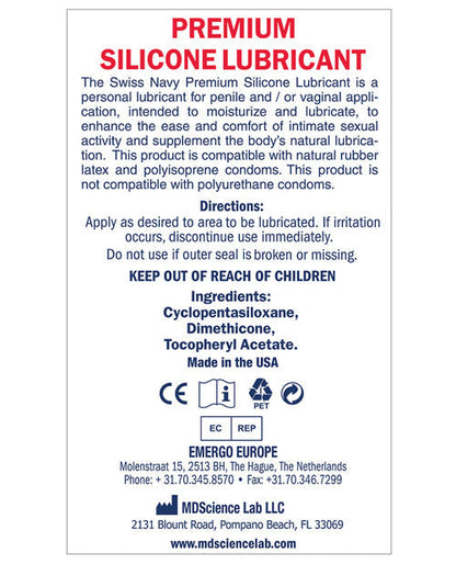 Swiss Navy Lube Silicone - 4 oz