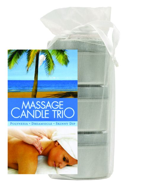 Earthly Body Massage Candle Trio Gift Bag - 2 oz Skinny Dip, Dreamsicle, &amp; Guavalva