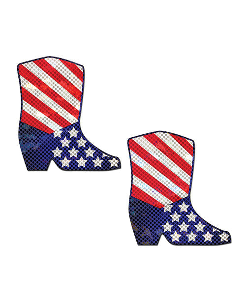Pastease Premium Sparkling Stars &amp; Strips USA Cowboy Boot - Red/White/Blue O/S