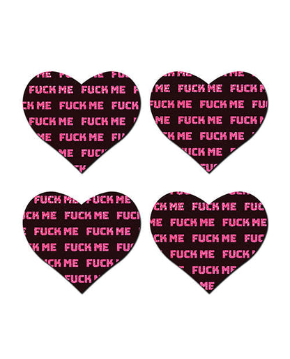 Pastease Petites Fuck Me Hearts - Black/Pink O/S