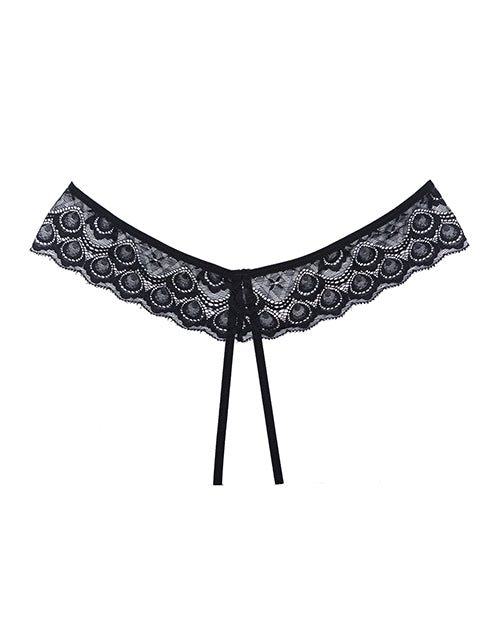 Adore Foreplay Lace &amp; Mesh Front Open Panty Black O/S