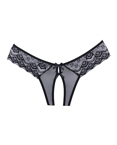 Adore Foreplay Lace &amp; Mesh Front Open Panty Black O/S