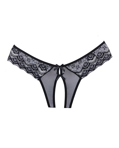 Adore Foreplay Lace &amp; Mesh Front Open Panty Black O/S