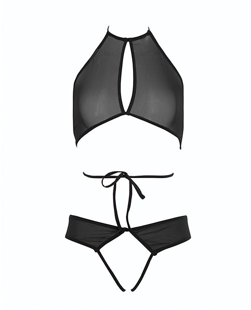 Allure Marley Mesh Peek A Boo Top &amp; Open Panty Black S/M