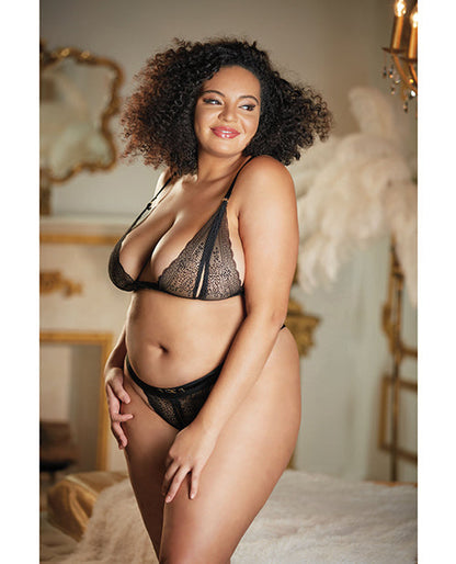 Allure Lace Peek a Boo Bralette &amp; Panty Black QN
