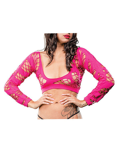 Beverly Hills Naughty Girl Crotchless Mesh &amp; Fishnet Leggings Pink O/S