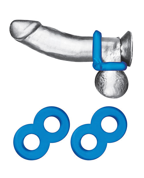 Blue Line C &amp; B Dual Cock &amp; Ball Stamina Enhancement Ring - Jelly Blue Pack of 2