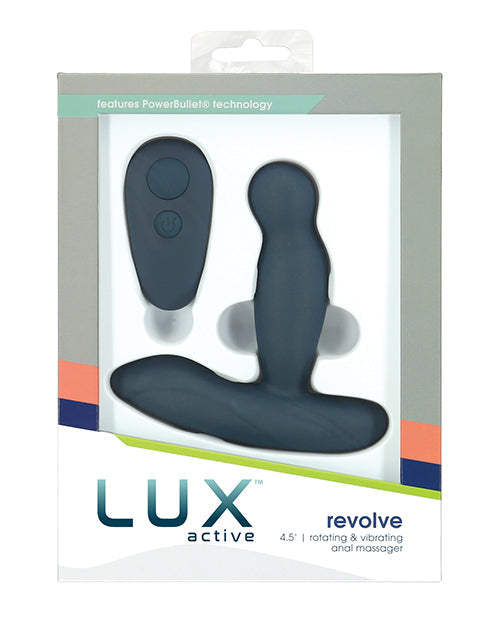Lux Active Revolve 4.5" Rotating &amp; Vibrating Anal Massager - Dark Blue