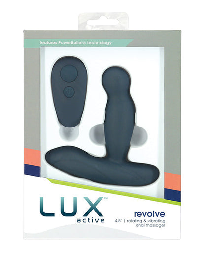 Lux Active Revolve 4.5" Rotating &amp; Vibrating Anal Massager - Dark Blue
