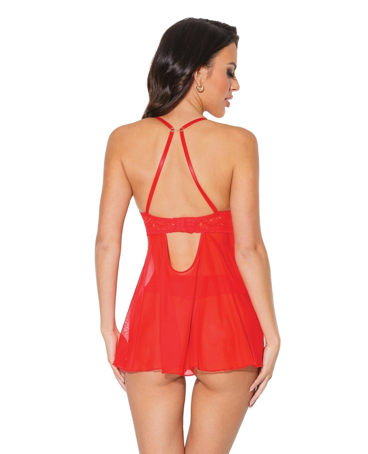 Holiday Scallop Stretch Lace &amp; Mesh Bab