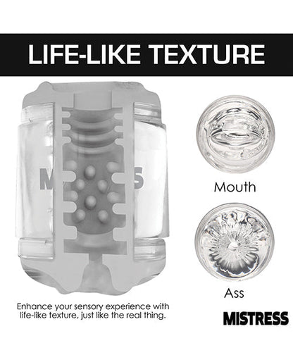 Curve Toys Mistress Double Shot Ass &amp; Mouth Mini Masturbator  - Clear