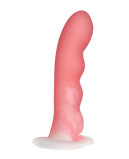Curve Toys Large Dildo | Sweet 7" Big Dildo | Wavy Pink White Silicone Suction Cup Dildo