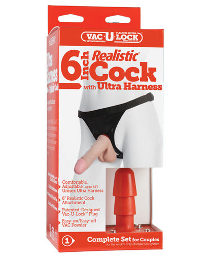 Ultra Harness 2 Set 2 w/7" Realistic Dong &amp; Powder - Flesh