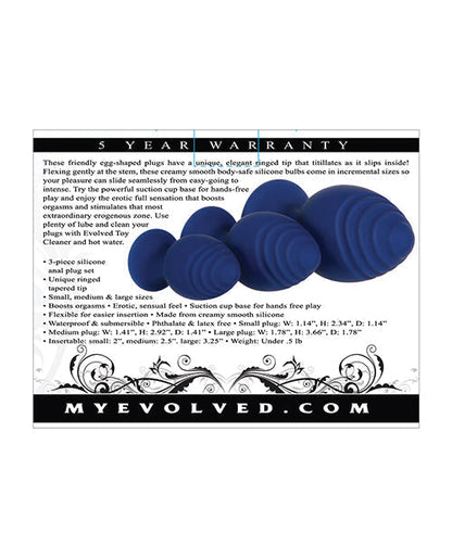 Evolved Get Your Groove on 3 pc Silicone Anal Plug Set - Blue