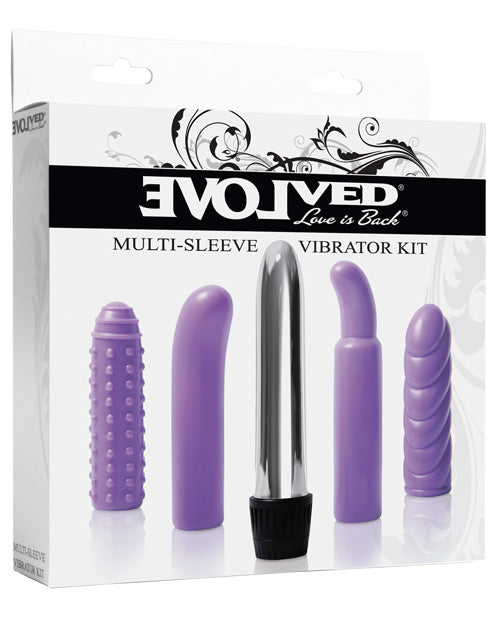 Evolved Multi Sleeve Vibrator Kit | 4 Textured Sleeves &amp; Bullet Vibrator | Purple G Spot Vibrator