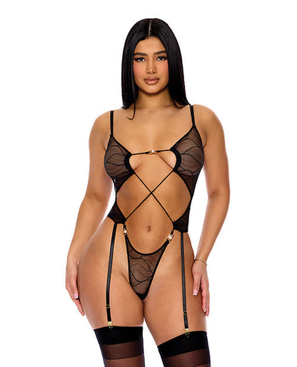 Pull My Strings Sheer Mesh Teddy w/Garter