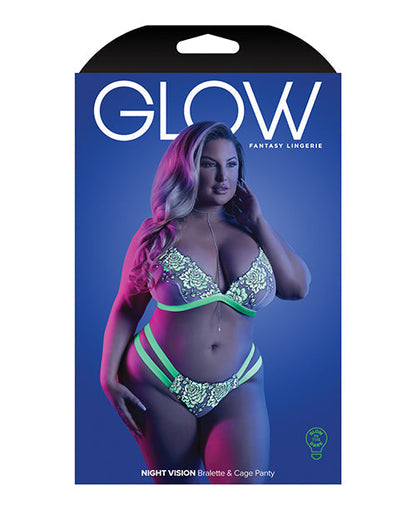 Glow Night Vision Glow In the Dark Bralette &amp; Cage Panty QN