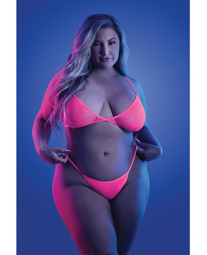 Glow Come Alive Suspender Stockings, Bralette &amp; G-String Multi Color QN