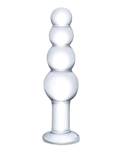 Glas 7.25" Glass Beaded Butt Plug - Clear