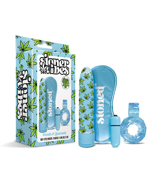 Stoner Vibes Bullet Vibrator | Kush &amp; Smush Stash Kit | Blue Cock Ring and Small Vibrator | Best Vibrator for Sale