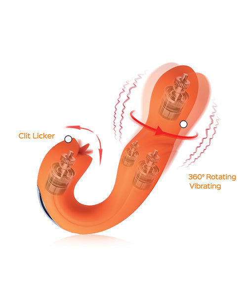 Joi Pro Rotating Head G-Spot Vibrator &amp; Clit Licker w/Remote - Orange
