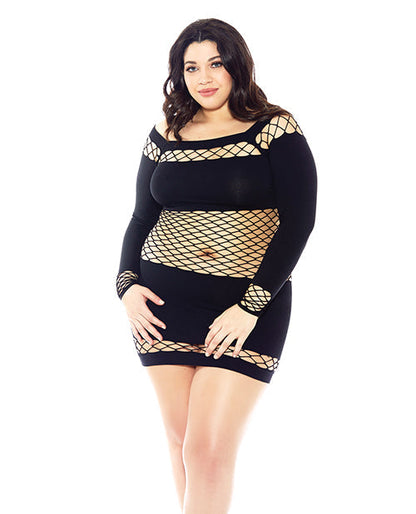 Nothing to Hide Nylon &amp; Diamond Net Chemise Black QN