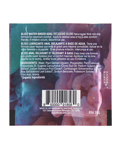 Intimate Earth Bliss Anal Relaxing Water-based Glide - 3 ml Foil
