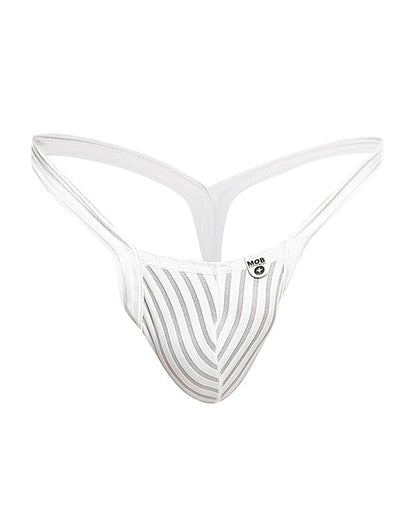 Male Basics Y Buns Thong White Sheer LG