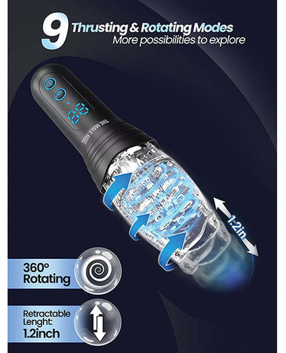 Male Rose Pro Thrusting Rotating &amp; Vibrating 3D Masturbator - Black