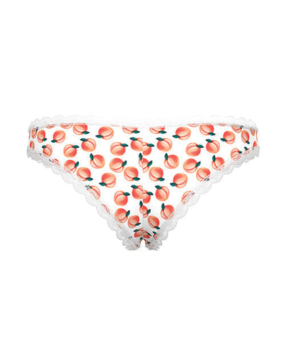 Sweet Treats Crotchless Boy Short w/Wicked Sensual Care Peach Lube - White S/M