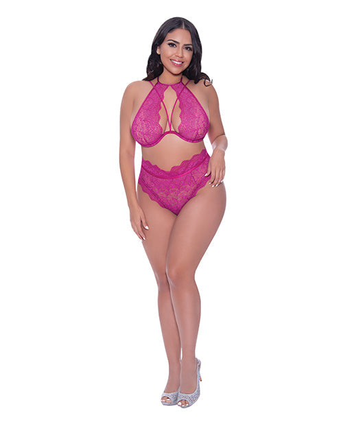 Berrylicious Lace Halter Top &amp; Panty Pink QN